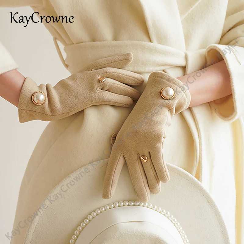 New Fashion Imitation Pearl Grace La G Winter Womens Gs Elegant Touch Screen Warm Windproof Riding Gs Gloves W241026