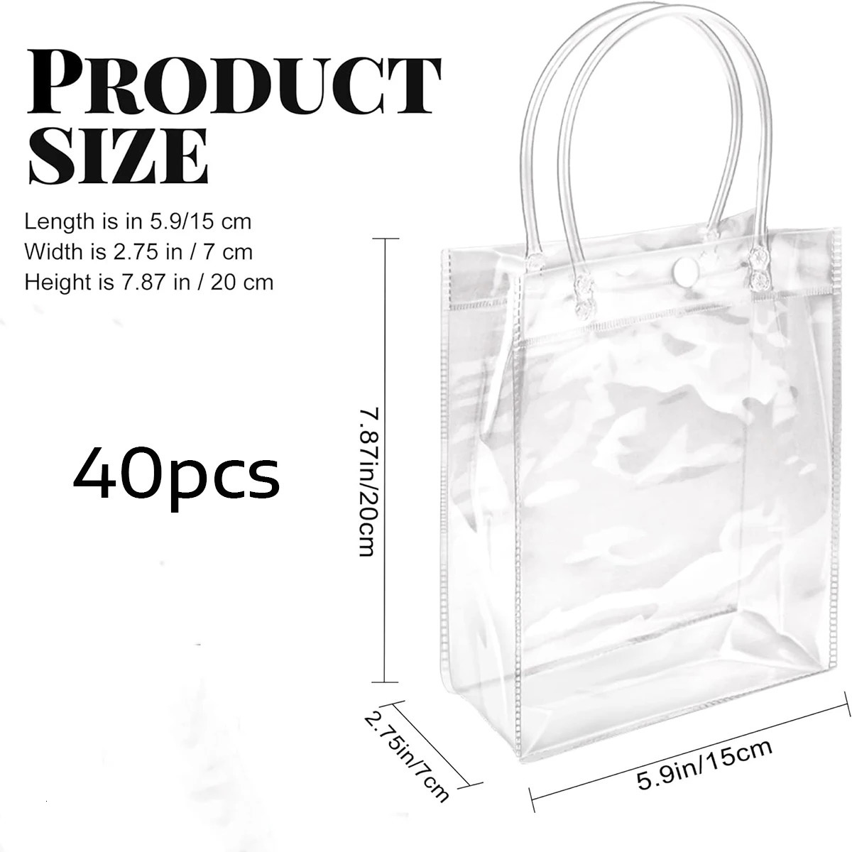 40pcs Reusable PVC Tote Bag 7.87X5.9in Christmas Halloween Birthday Candy Petal Gift Bag PVC Jelly Tote Bag Business Supplies 241025