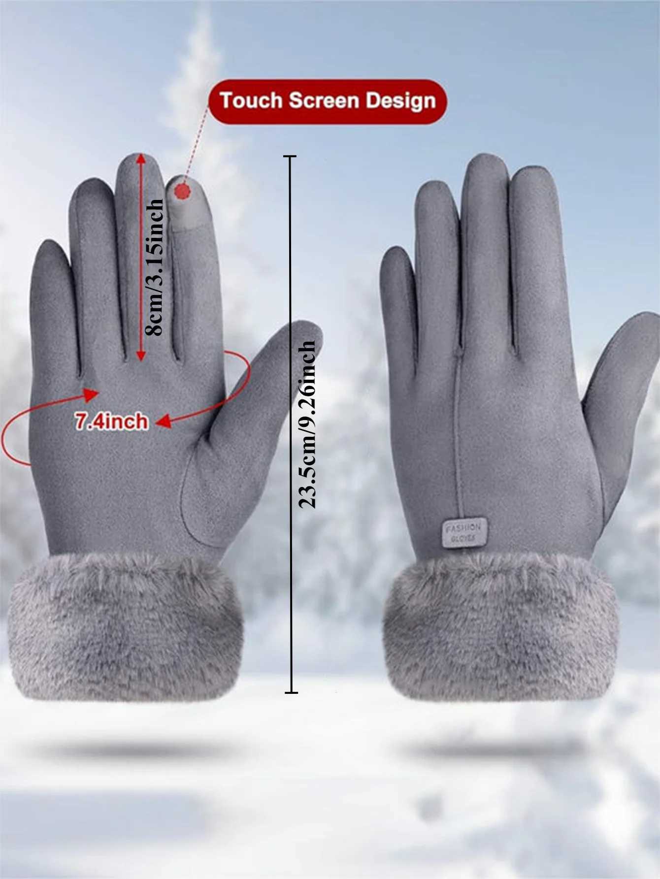 Fashion Womens Gs Autumn Winter Girls Cute Fur Warm Gloves Full Finger Gloves Women Outdoor Sports Womens Gs Screen W241026