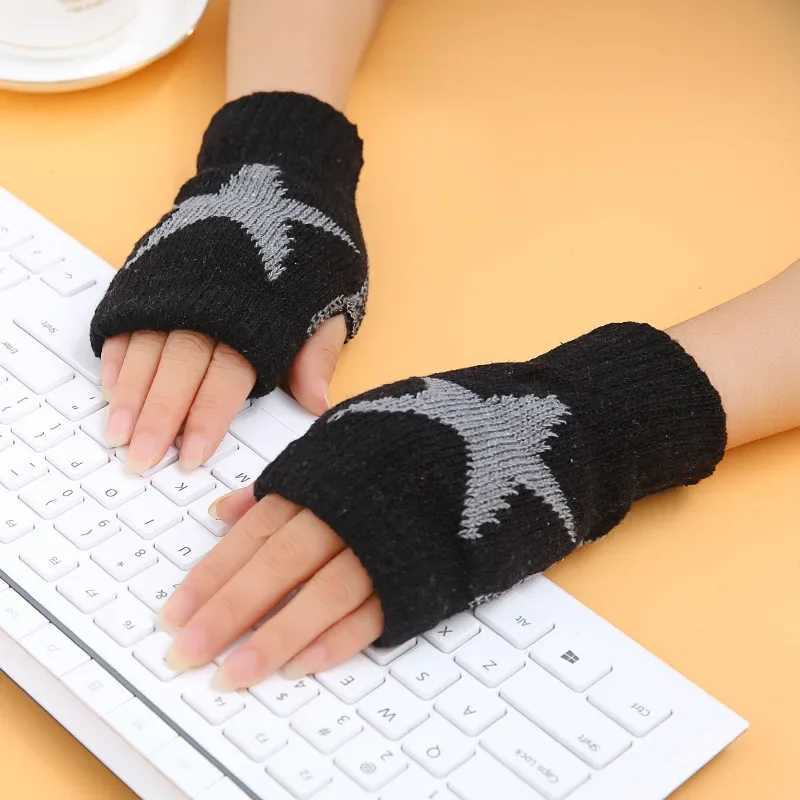 Y2K Fashion Star Knitted Fingers Winter Gs Soft and Warm Wool Knitted Arms Flexible Hands Gs Warm Hands W241026