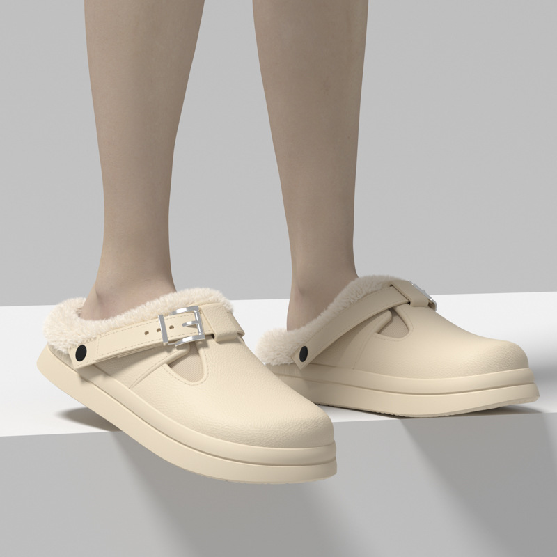 Cozy Winter Slippers: Veet Cotton Baotou Slippers with EVA Soles for Women 94b7