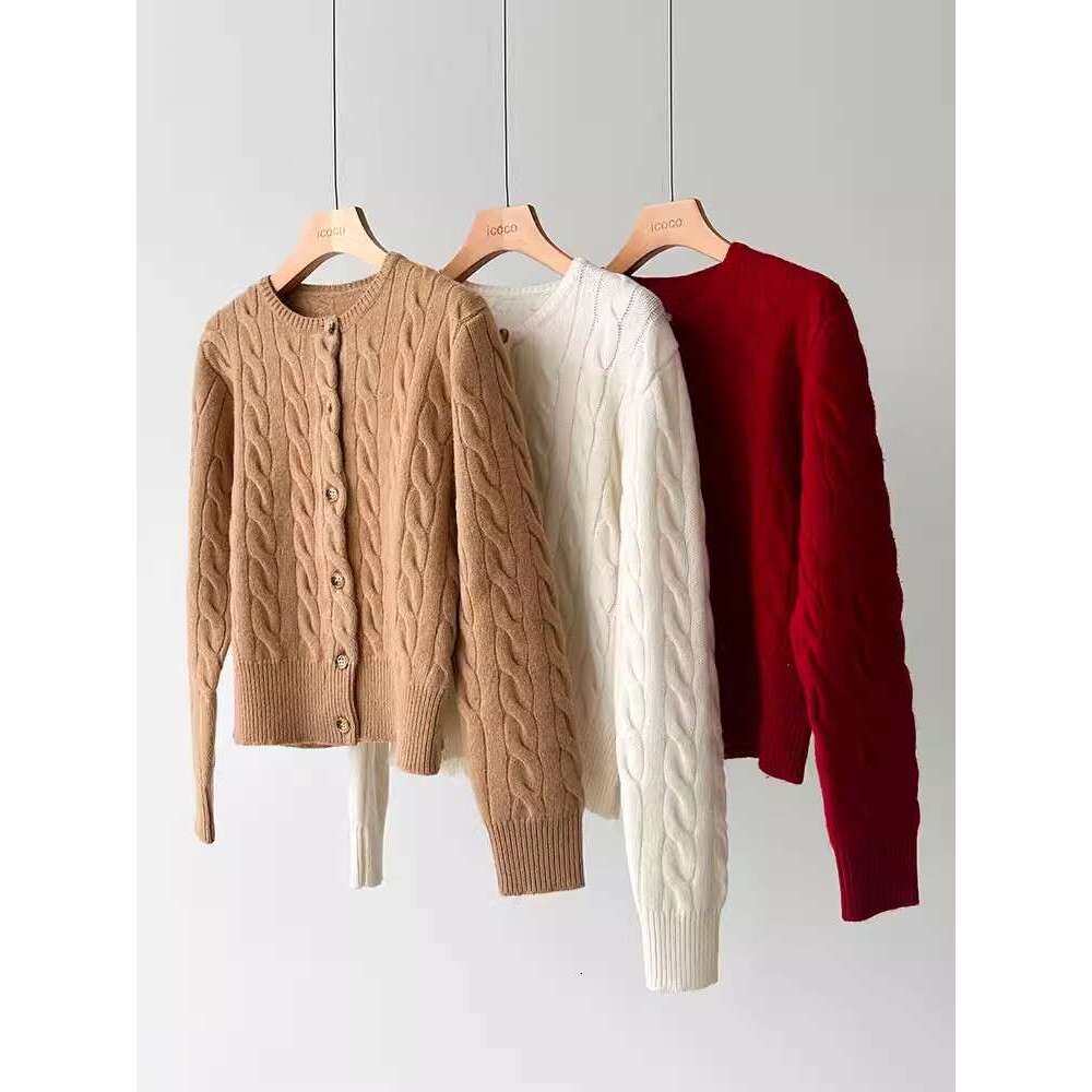 Autumn Winter Women Vintage Wool Cashmere Single Breasted Cardigan Coat Elegant Lady All Match Long Sleeve Slim Jacket Sweater