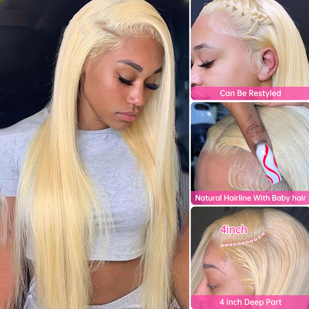 HD Transparent Blonde Straight 13x4 13x6 Front Human Hair Brazilian Frontal For Women PrePlucked 613 Lace Wig