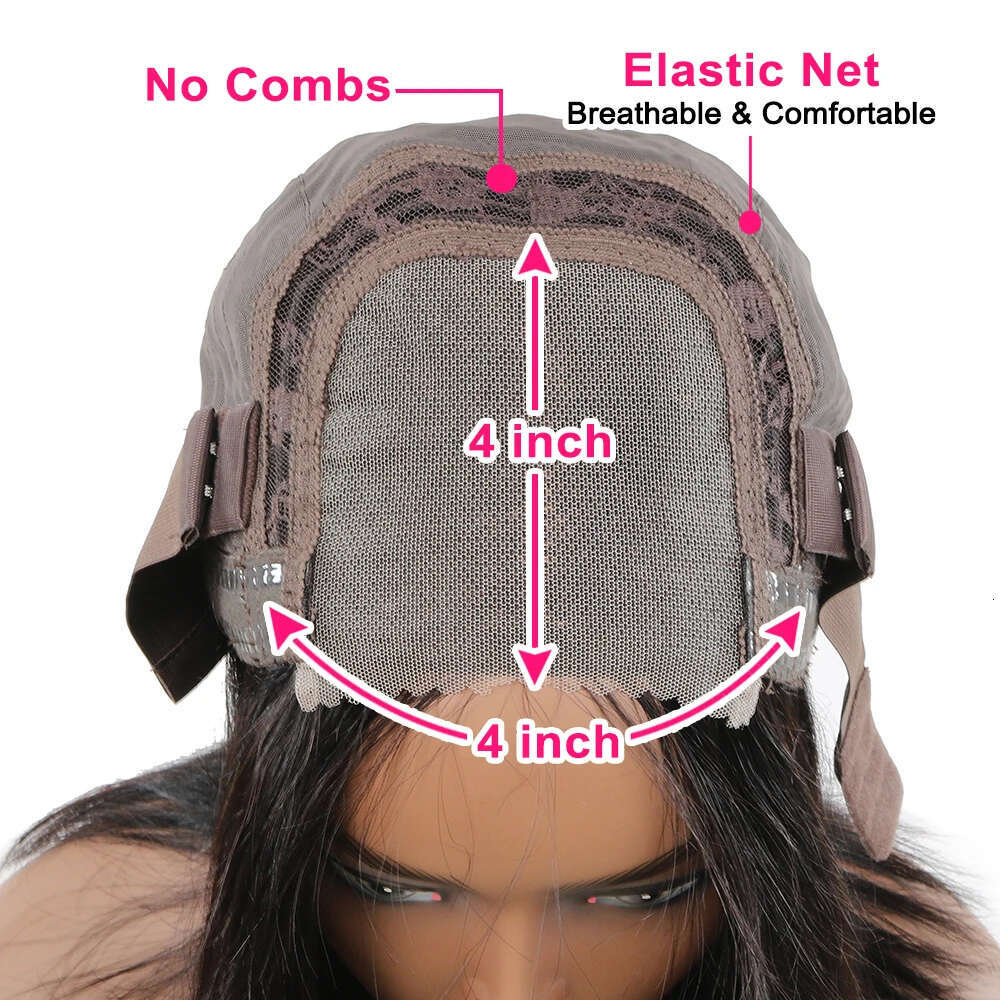 4X4 Glueless Wear And Go Beginners Lace Front Wigs For Black Women Short Straight Bob Human Hair Wig