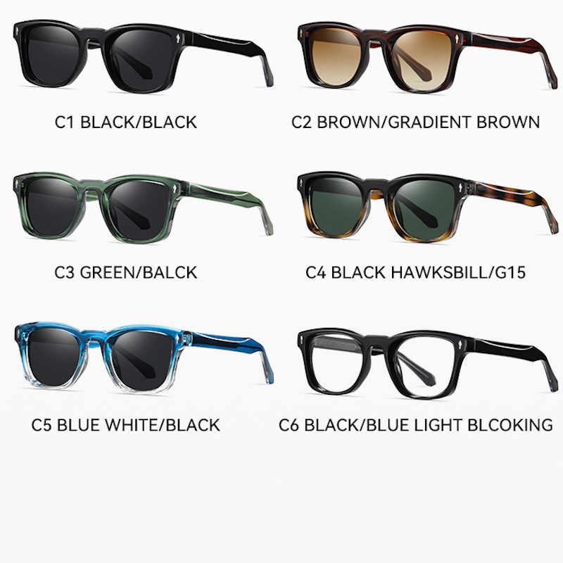 Square Polarized Sunglasses Men Luxury Brand Designer Style Sun Glasses Women Retro TR90 Vintage Driving Fishing Propionic acid core fashion Rivets S1