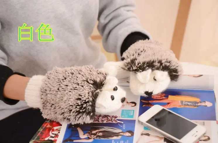 Womens Winter Gs Fingerless Knitted Wool Warm Gloves Finger Cartoon Hedge Gs Birtay Gift W241026