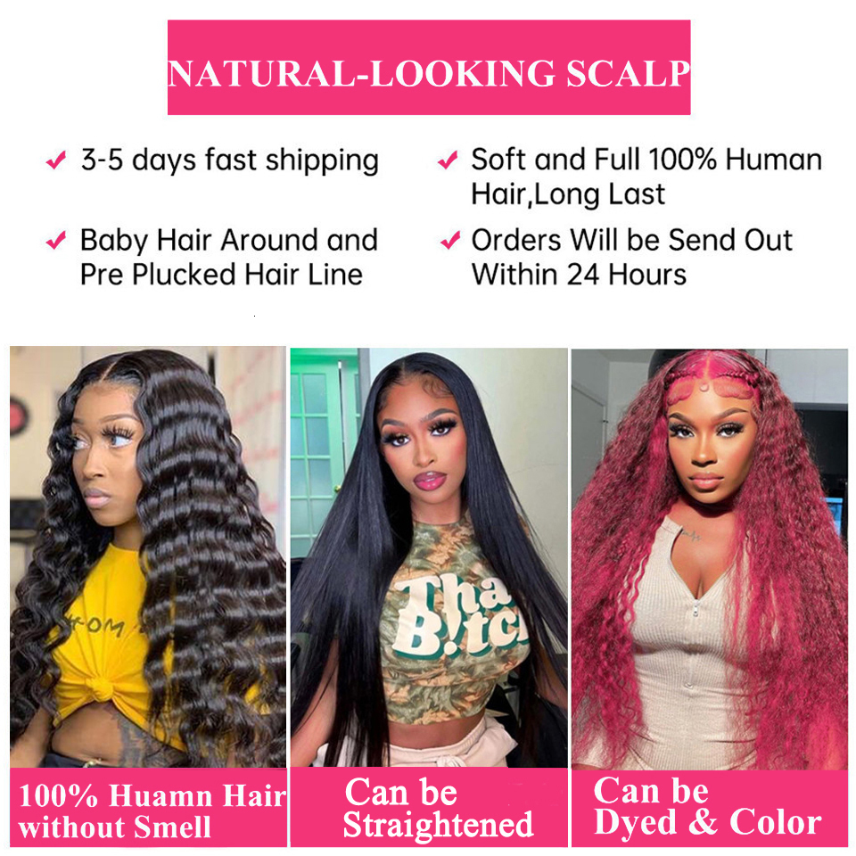 13x4/13x6 HD Transparent Front Human Wigs Loose Deep Wave 4x4/5x5 Closure Brazilian Hair 360 Lace Frontal Wig