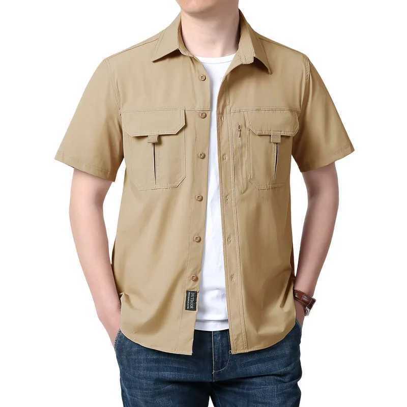 Summer Short Sleeve Shirt Mens Tactical Shirt Top Outdoor Breathable Quick Drying Leisure Camping Hiking Fishing Work Shirt W241026