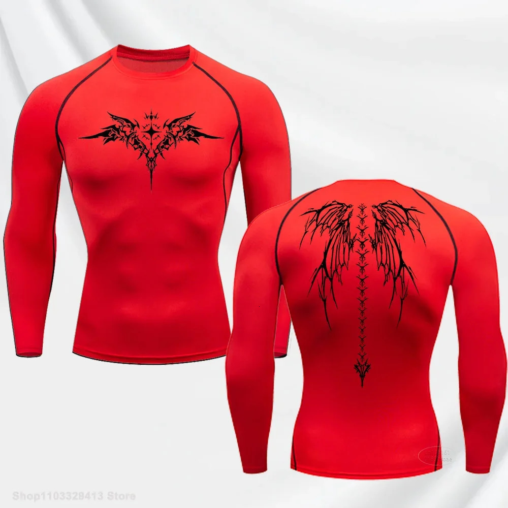 Casual Anime Print Running Compression TShirt Mens QuickDrying Fitness Sportswear Gym Sports Long Sleeve Breathable Top S3XL 241025
