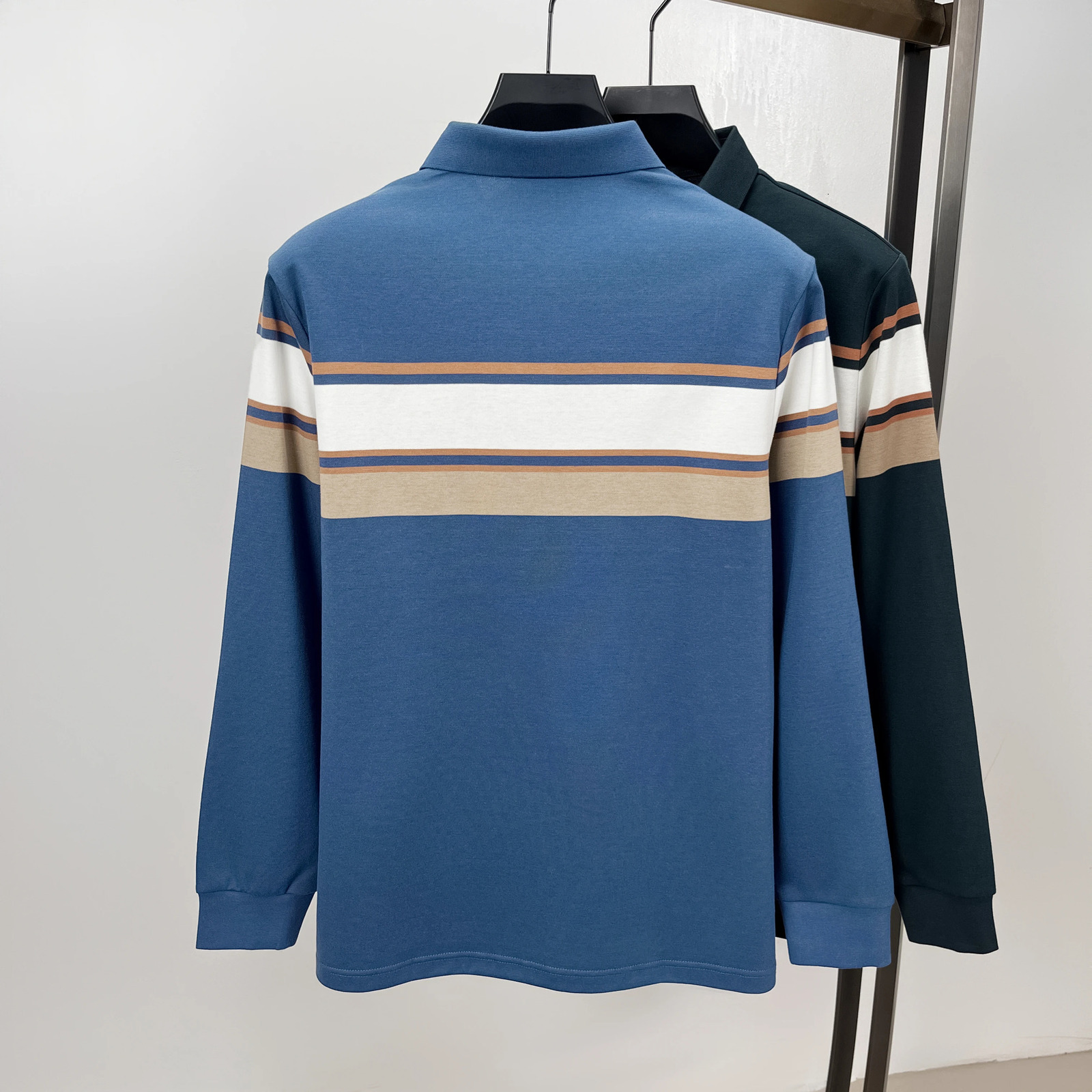 High end long sleeved mens polo shirt autumn fashion custom badge comfortable cotton golf top casual business Tshirt 241025