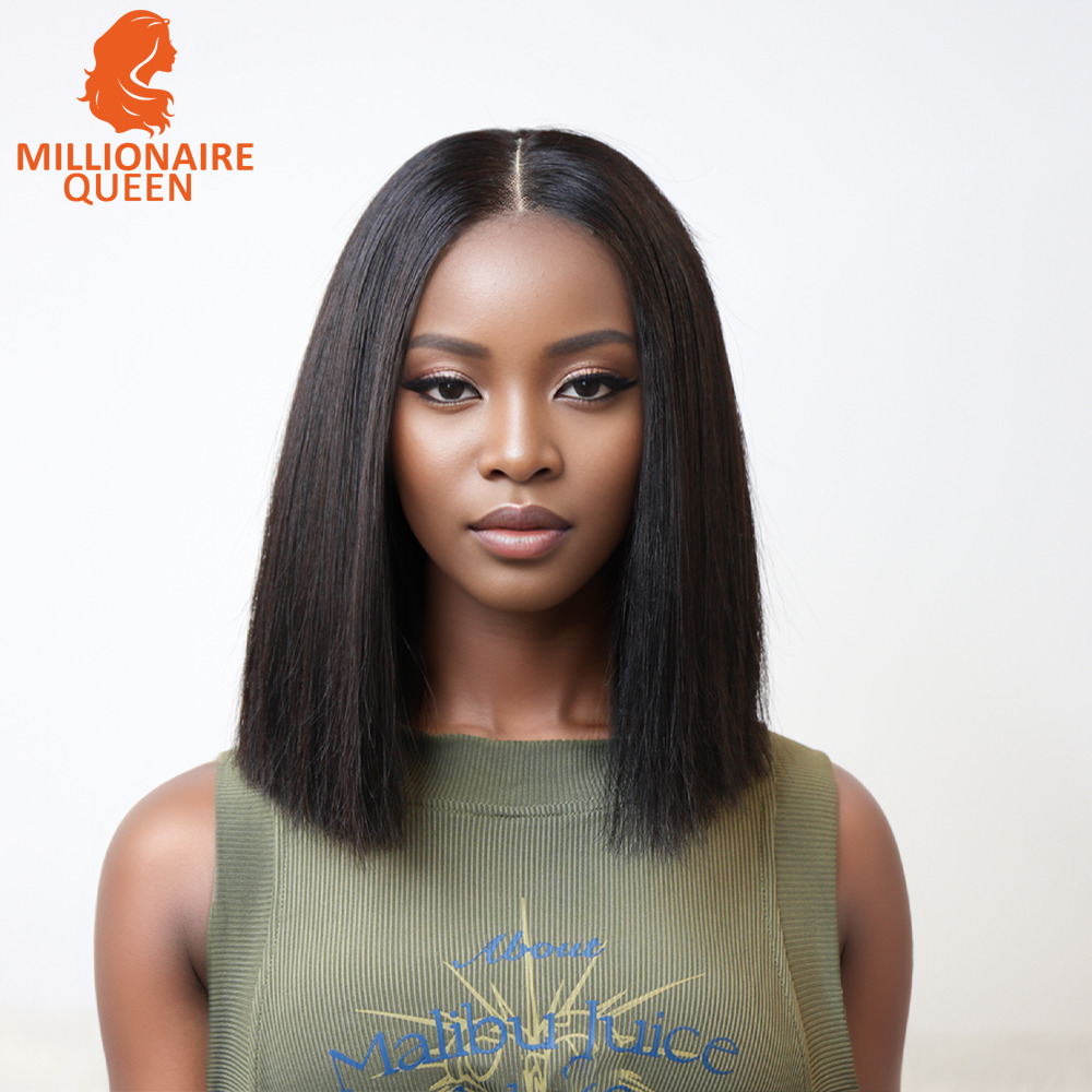 Vieame Super Double Drawn Bone Straight 2x6 Bob Wig with 100% Human Hair Nature 250% Density For Black Women