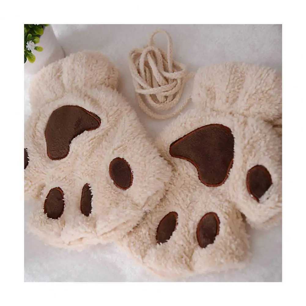 Anti slip Gs Classic Polyester Gs Comfortable Plush Cat P Cl Gs Suitable for Women Cute Winter Cat Gloves Warm W241026