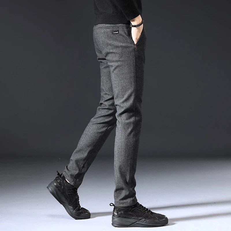 Mens Spring Autumn Fashion Business Casual Long Black Blue Grey Pants Suit Male Elastic Straight Formal Trousers Style 241021