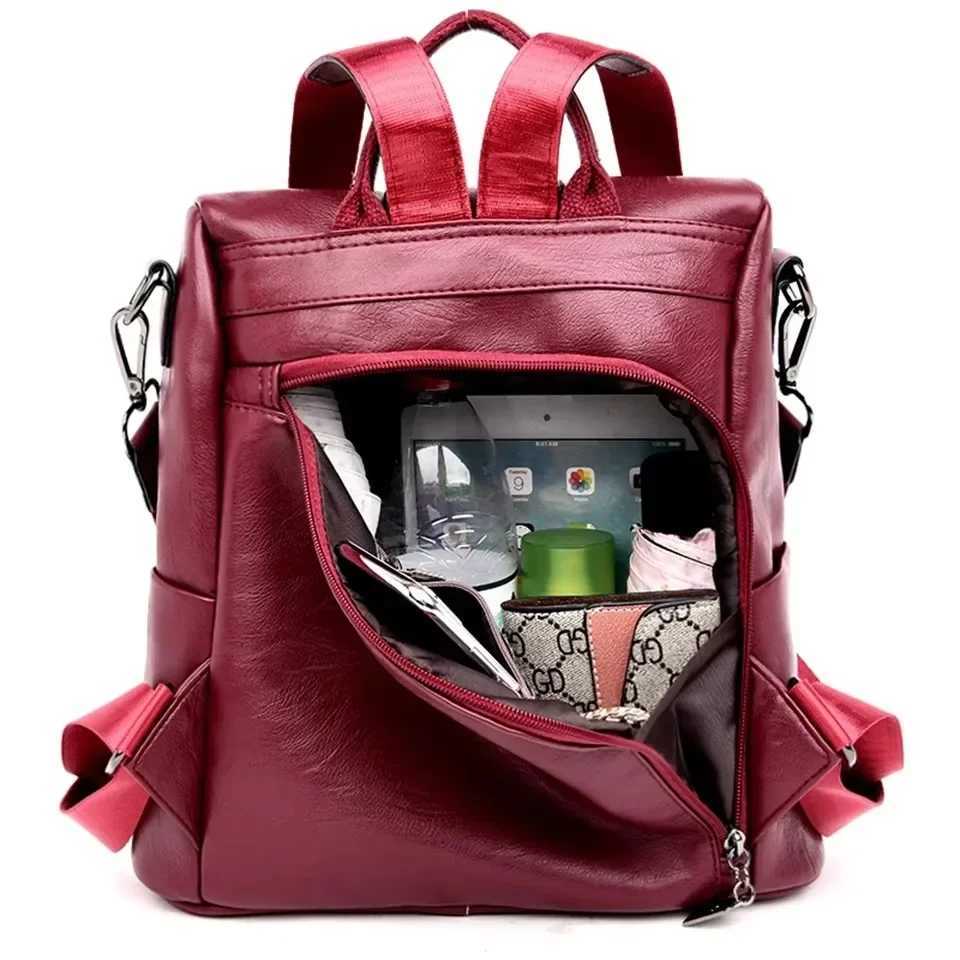 Anti Theft Backpack Purses High Quality Soft Leather Female Vintage School Bags Travel Outdoor Bagpack Ladies Bookbag RucksackXJ241026
