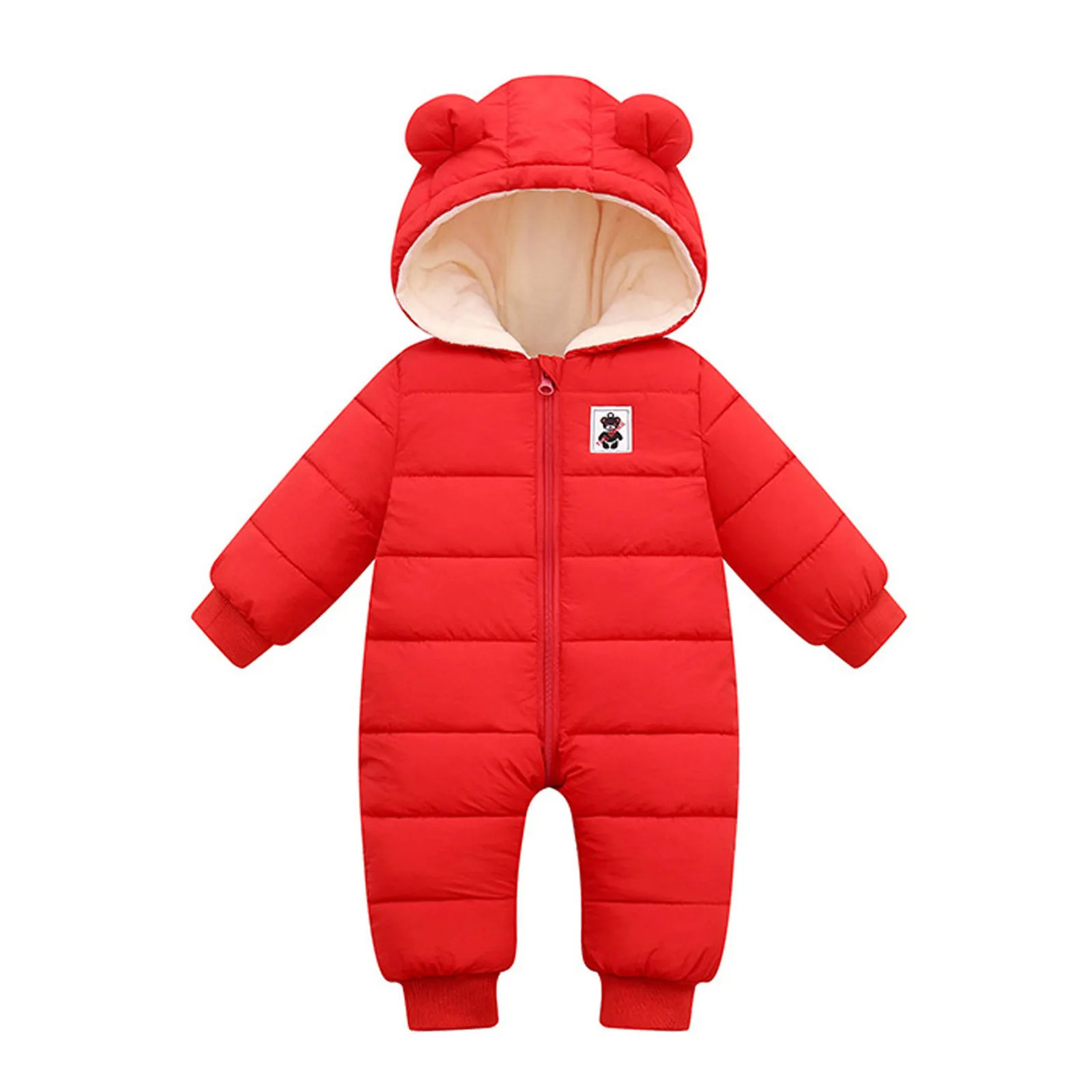 Childrens Winter Overall Baby Girls Boys Romper Warm Hooded Snowsuit Windproof Jumpsuit Coat Padded Outwear Warm Clothes 0-18M 241025