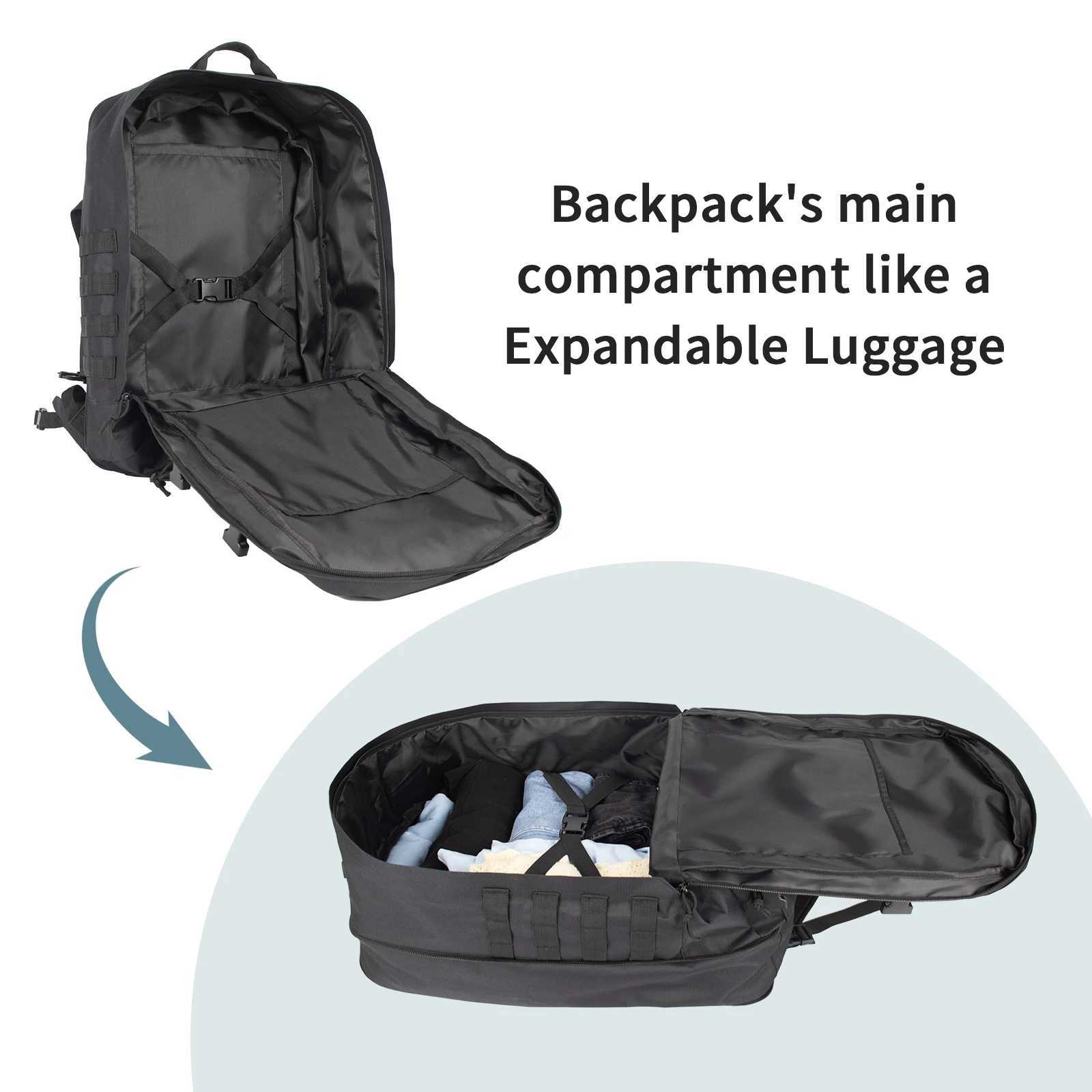 Expandable 64-40L Tactical Backpack Extra Large Capacity Rucksack Army Military For Men Women 3 Day Assault Pack Molle Bag ForXJ241026