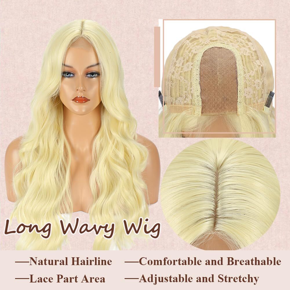 Curly Front 613 Blonde Long Body Wave Human Wigs for Women Transparent Lace Wig with Baby Hair 180% Density