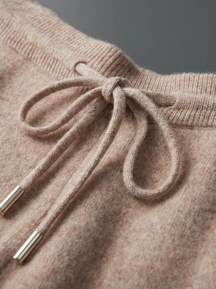 Mens Cashmere Pants Autumn Winter Pencil 100% Merino Wool Knit Trousers Thick Soft Warm Basic Smart Casual 241025