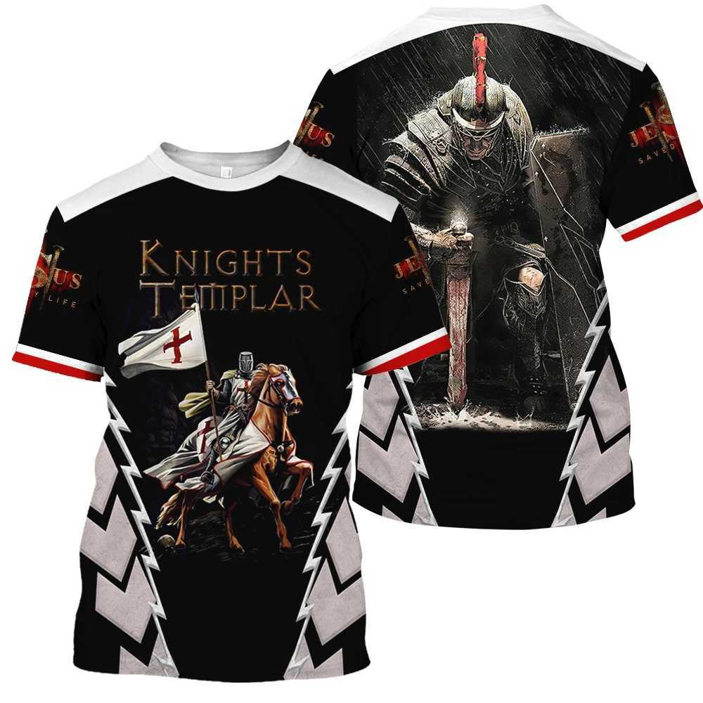 2024 vintage mens T-shirt 3D knight print top Strt hip-hop O-neck short sleeved Sly T-shirt oversized mens clothing W241026