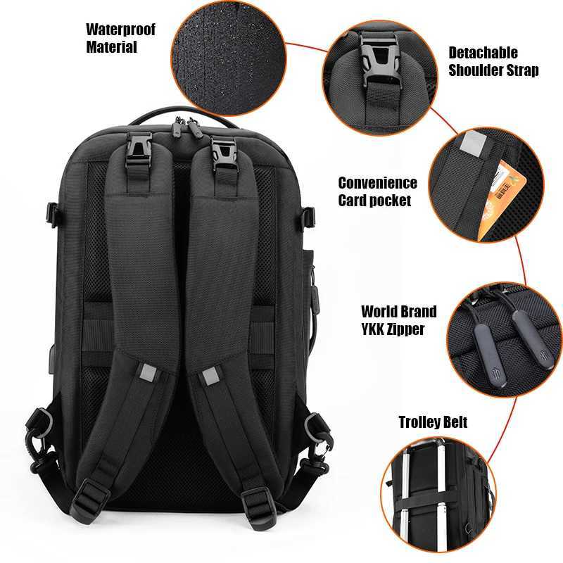 Arctic Hunter 2023 MochilaWaterproof 17.3 Inch 2 in 1 Backpack Bag 60L Large Capacity Carry On Luxury Travel Laptop Backpack MenXJ241026