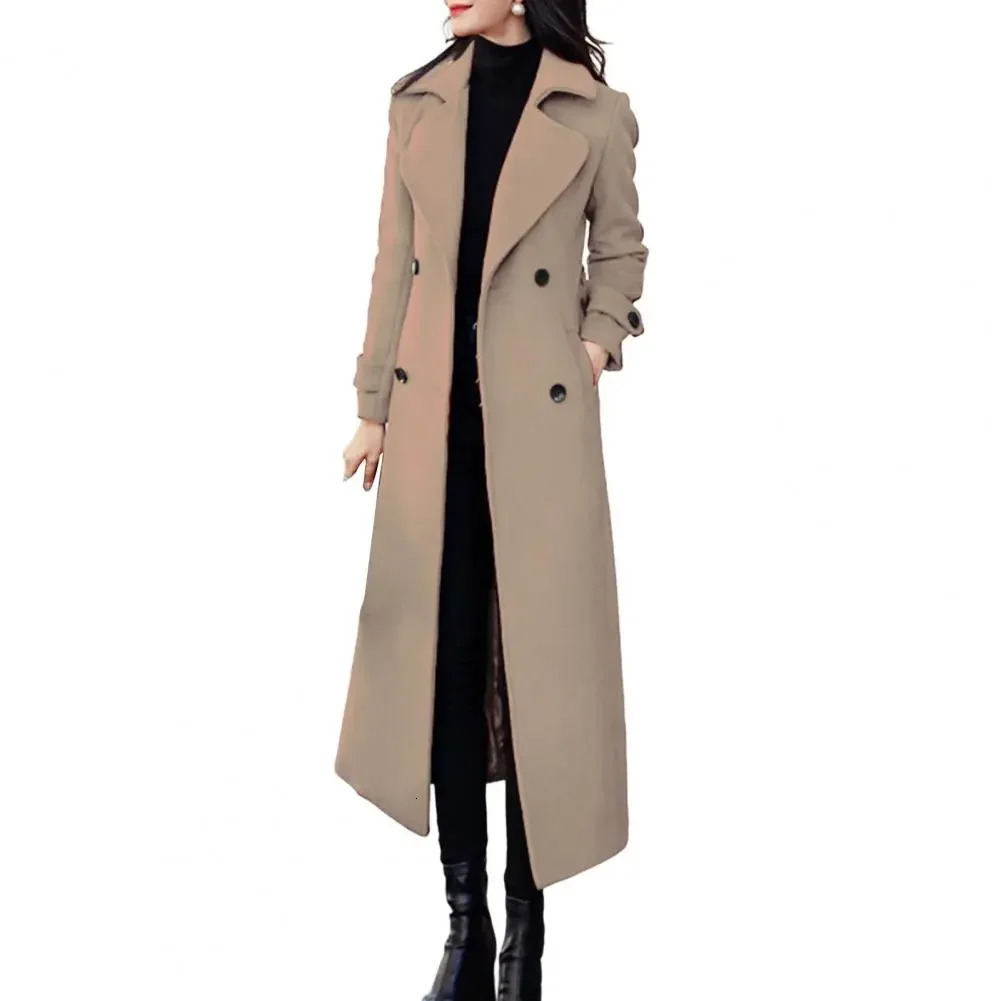 Thermal Winter Overcoat Women Business Midcalf Length Jacket Formal Wool Blends Doublebreasted Coat Thick 241025