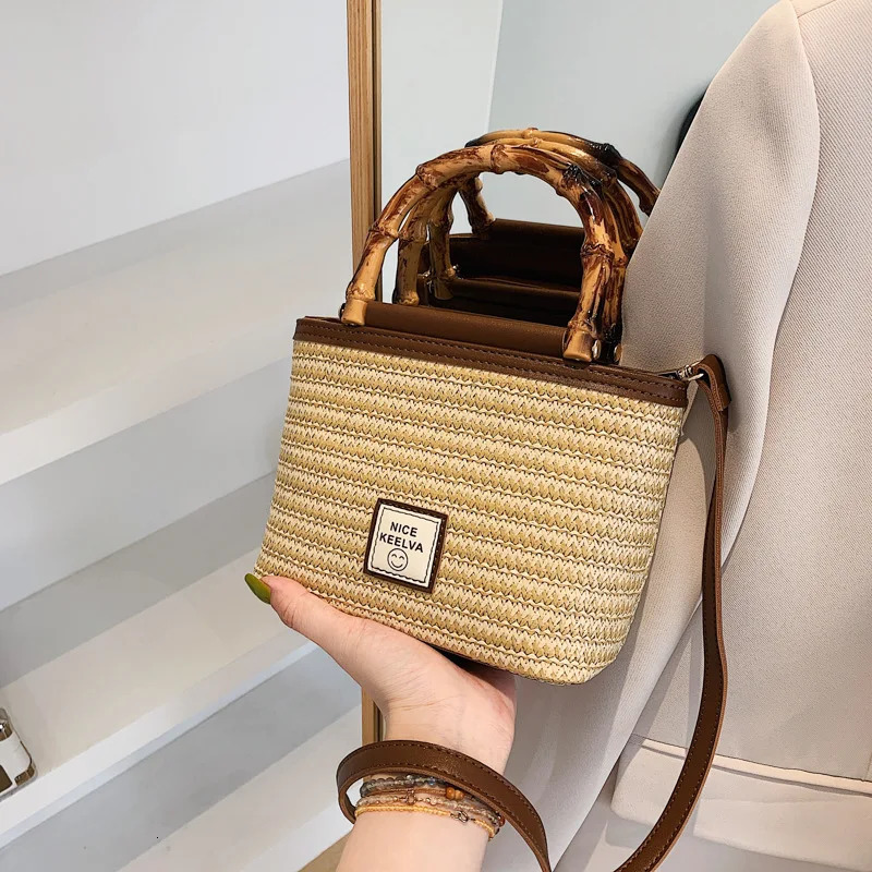 Home>Products> Handbags>Womens Small Straw Bucket Bag Summer Womens Travel Bag 241025