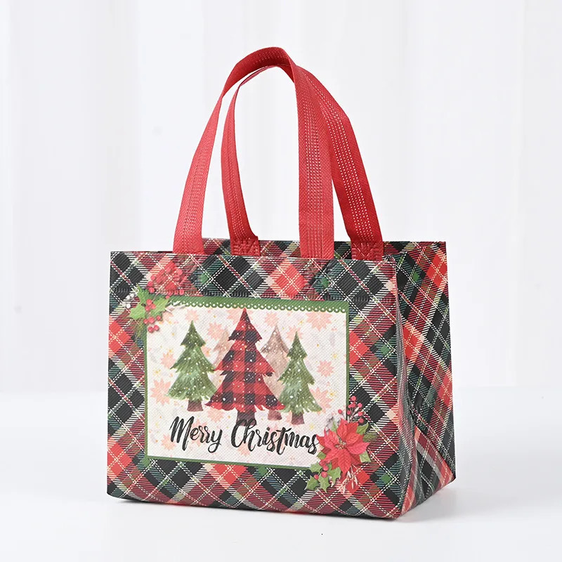 2025 Christmas Gift Bags Small Tote Bags with Handles Reusable Shopping Bags have Santa Claus Socks Treat Bag Year Bag 241025