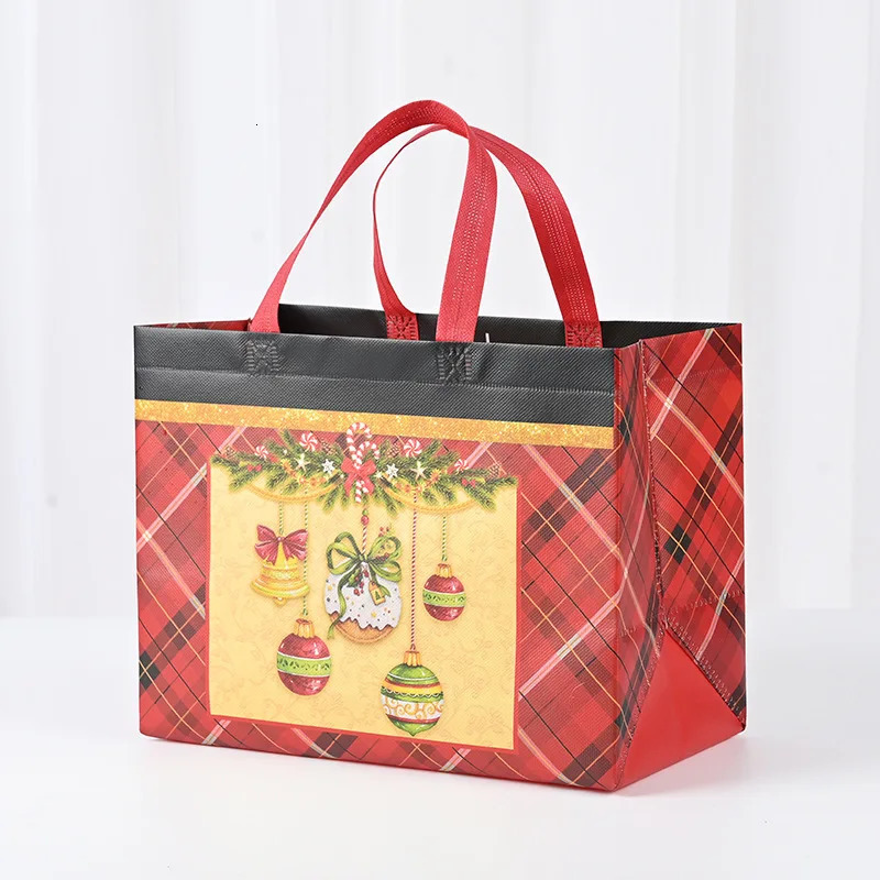 2025 Christmas Gift Bags Small Tote Bags with Handles Reusable Shopping Bags have Santa Claus Socks Treat Bag Year Bag 241025