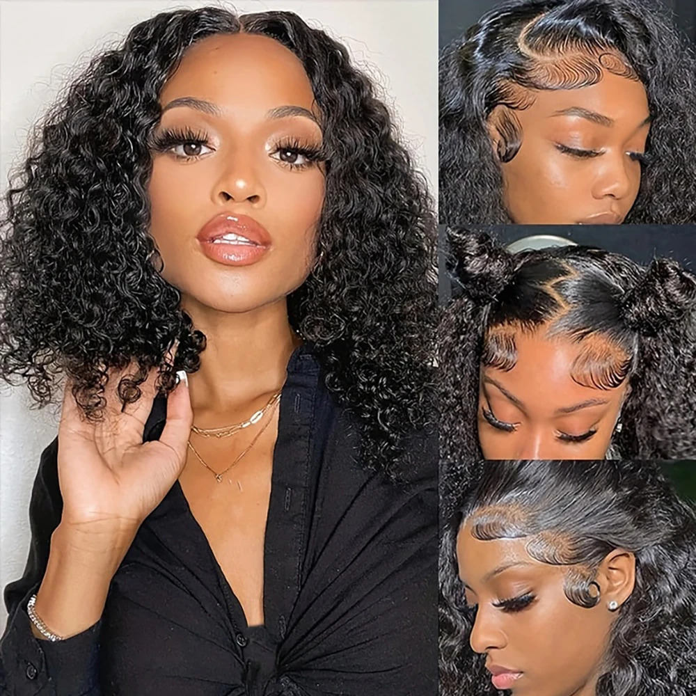 Pre Plucked Brazilian 13x4 Closure Wig Short Bob Kinky Curly Front Human Hair Wigs Lace