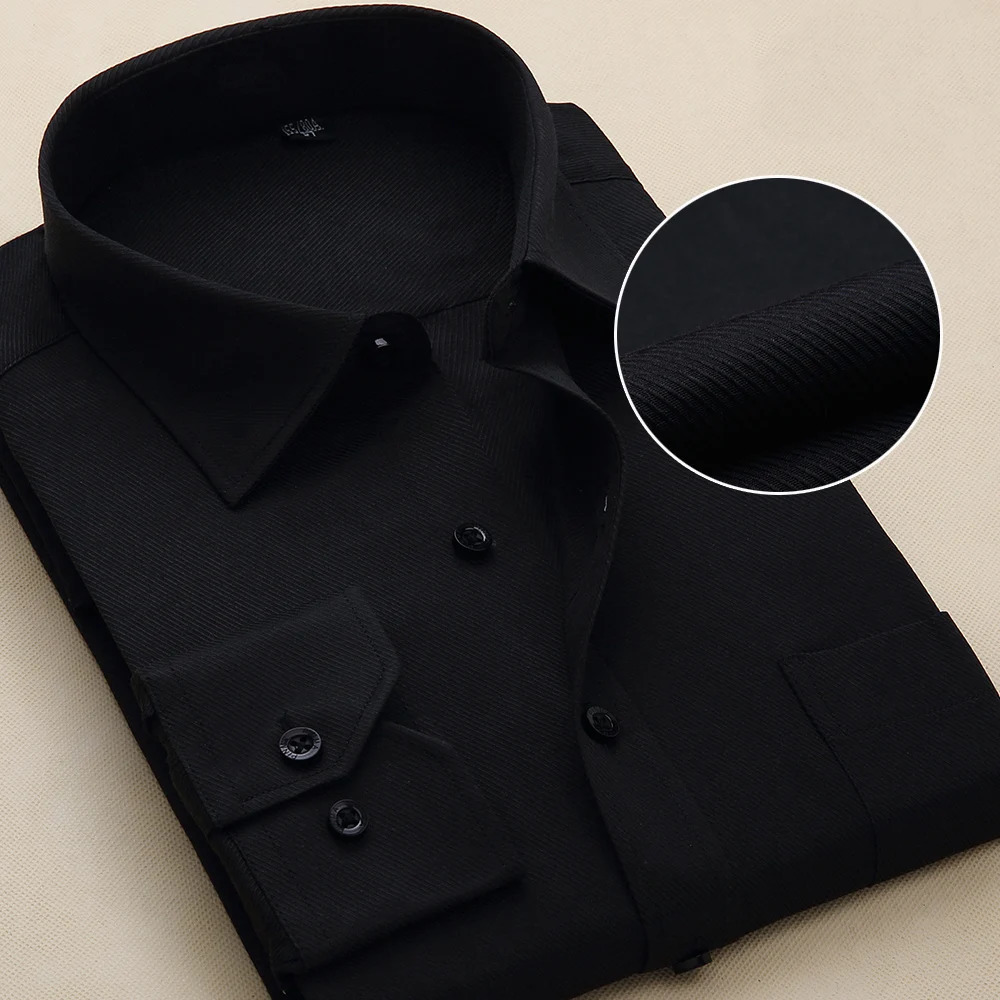 Plus Size Men Dress Shirts Long Sleeve Slim Fit Solid Striped Business Formal White Man Shirt Male Social Big Clothing 241025