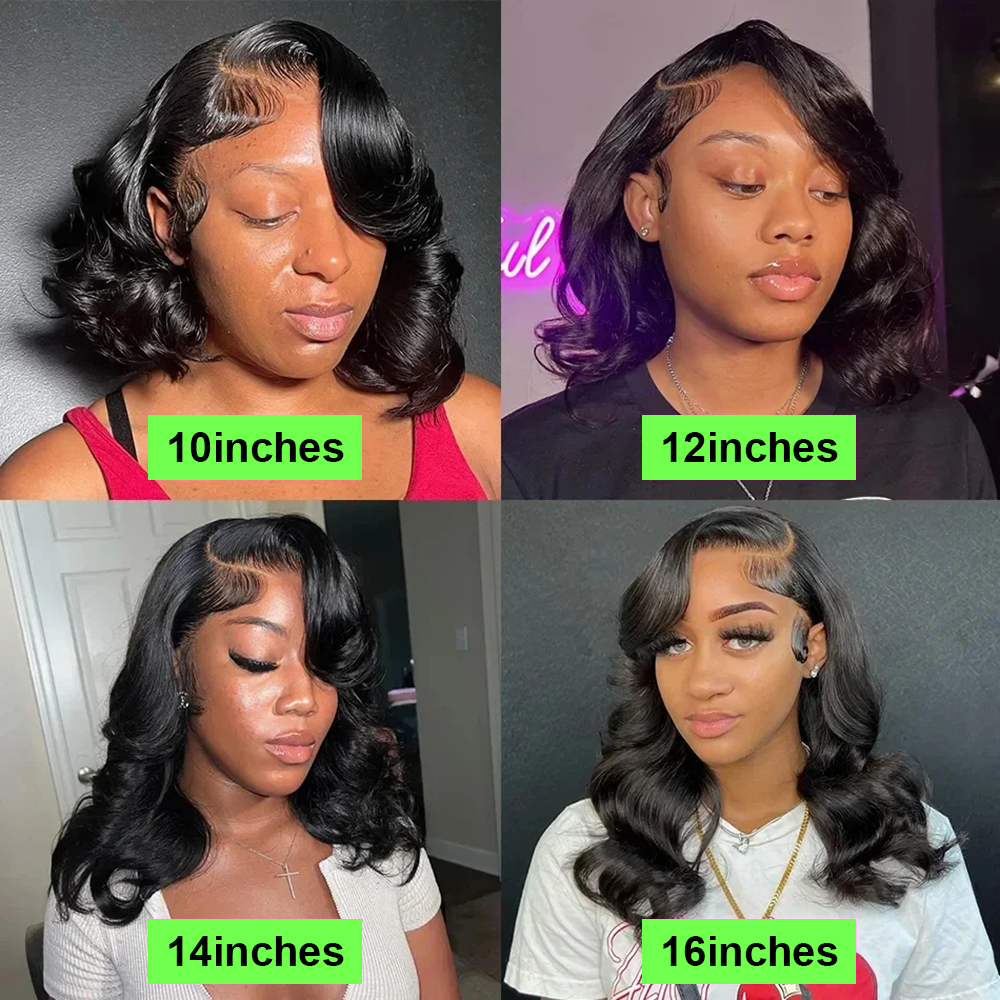 Pre Cut No Glue Glueless Ready to Wear Short Bob Wig Body Wave 13x4 Lace Frontal Wigs 100% Human Hair on Sale
