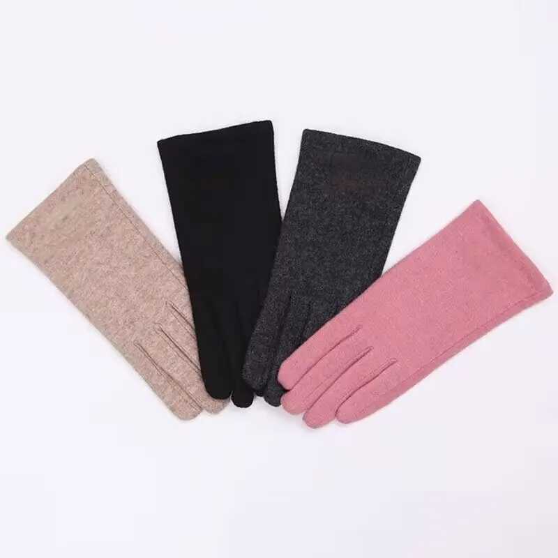 Womens cashmere Gs autumn and winter touch screen outdoor cycling with velvet thick wool full finger driving warm gloves W241026
