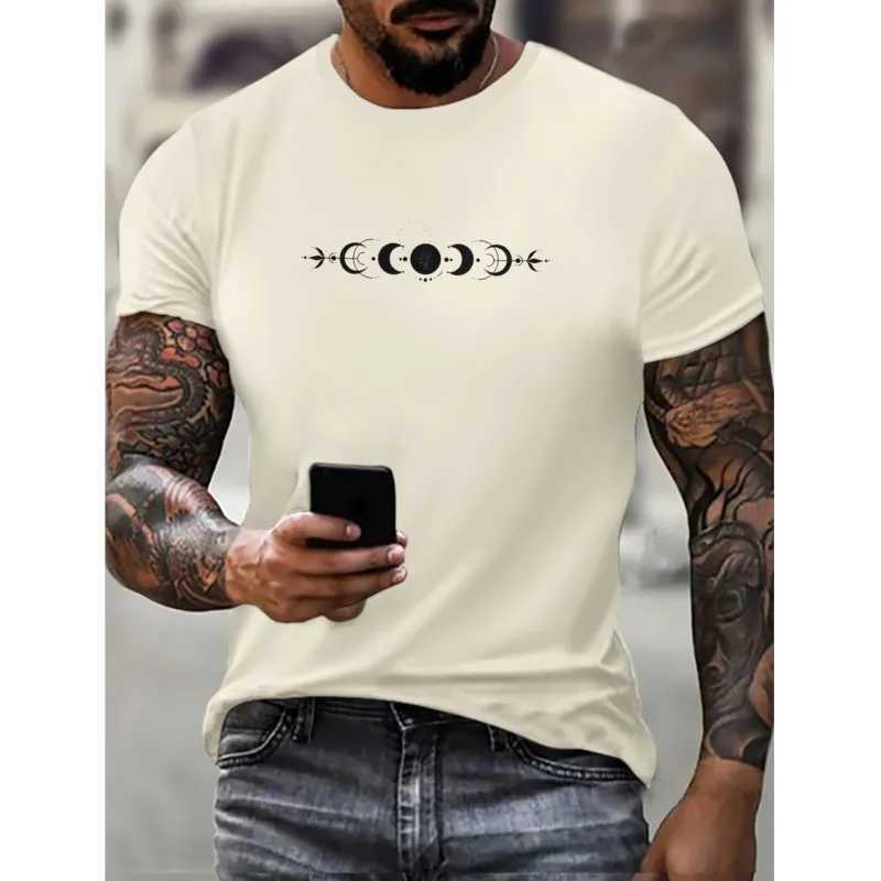 Summer mens T-shirt loose casual Strt round neckline pull-down short sleeved printed mens T-shirt W241026