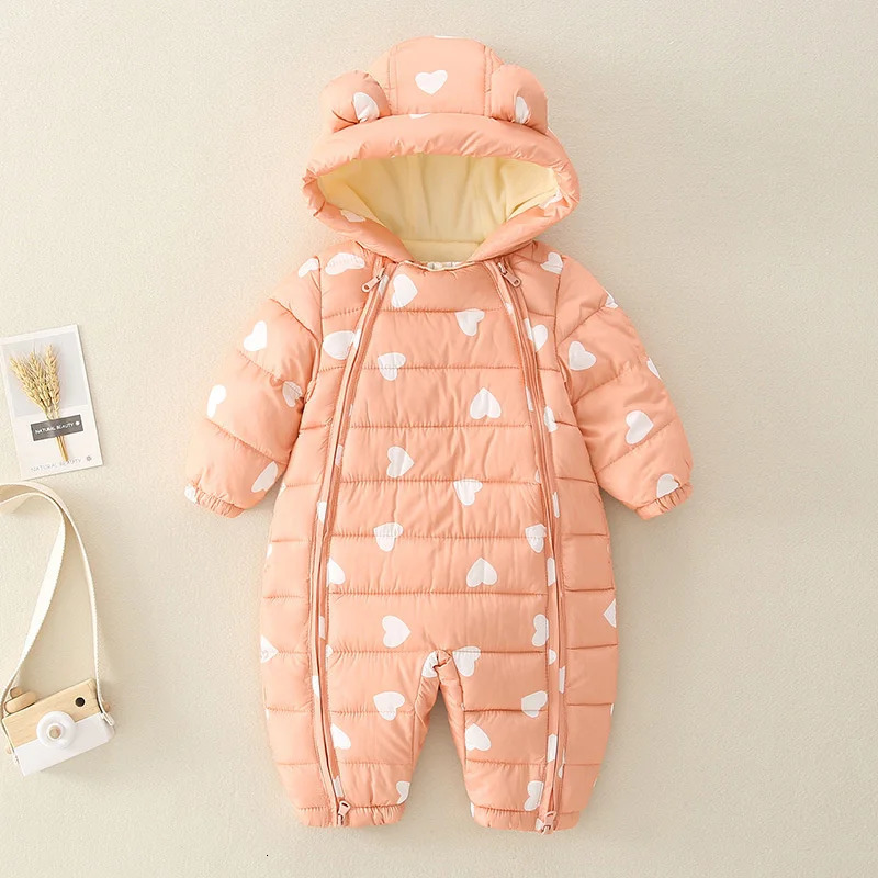 2024 born Baby Jumpsuit Hooded Plus Velvet Warm winter wear Baby Boys Snowsuit Toddler Snow Suit Girl Cotton Overalls Rompers 241025
