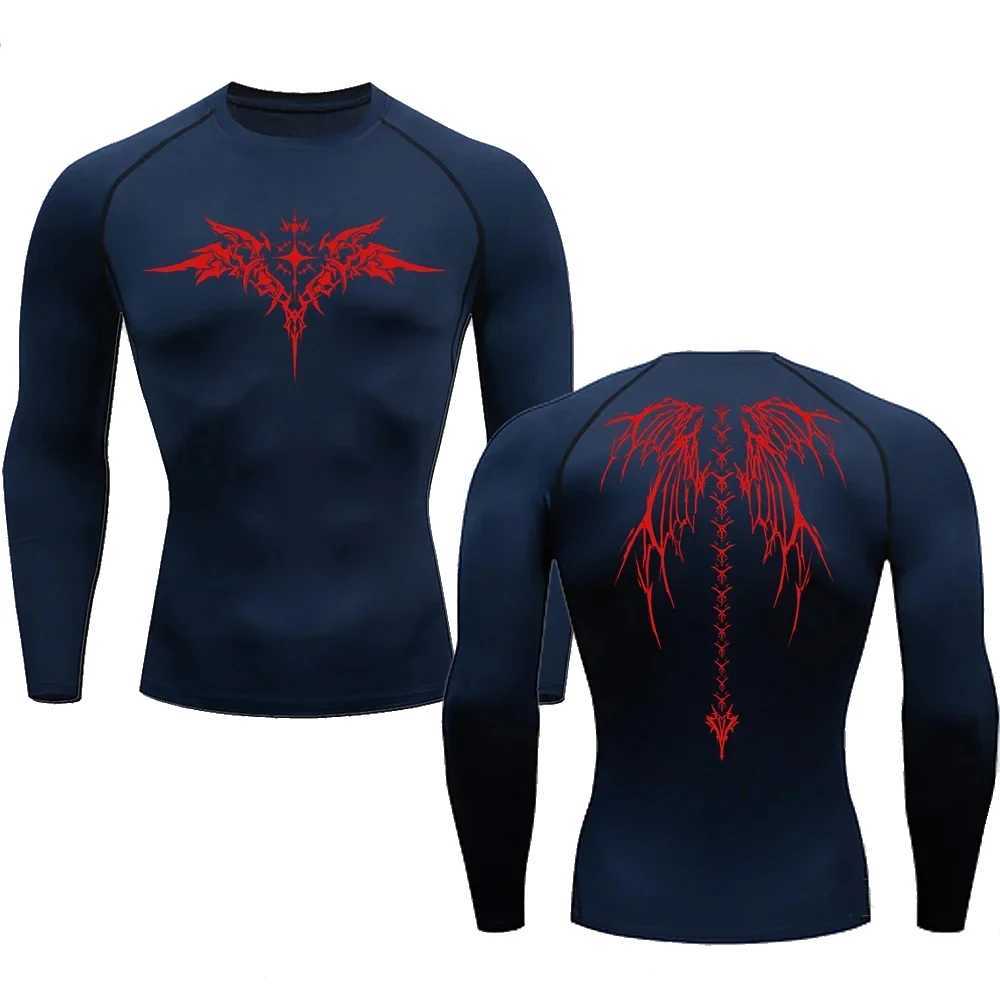 Mens Fashion Printed Shirt Breathable Compression T-shirt Sports Shirt Summer Quick Drying Long Sleeve Outdoor Exercise T-shirt W241026