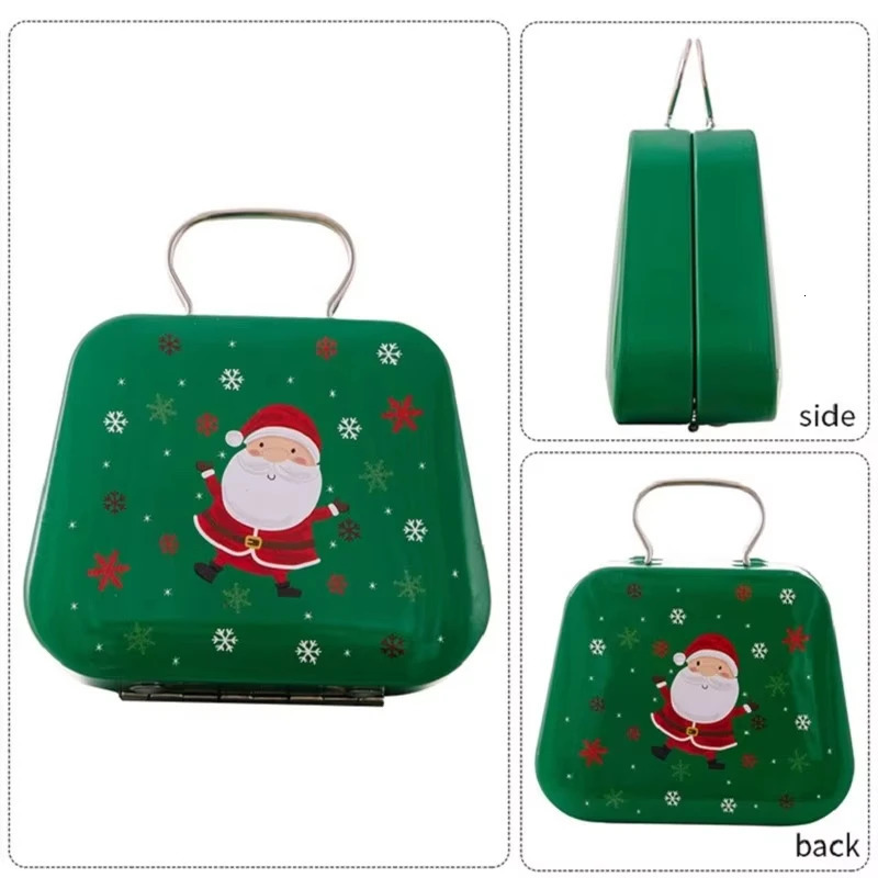 Metal Square Mini Christmas Candy Gift Box Leather Bag Christmas Candy Box Christmas Tote Bag Open And Close Gift Box 241025