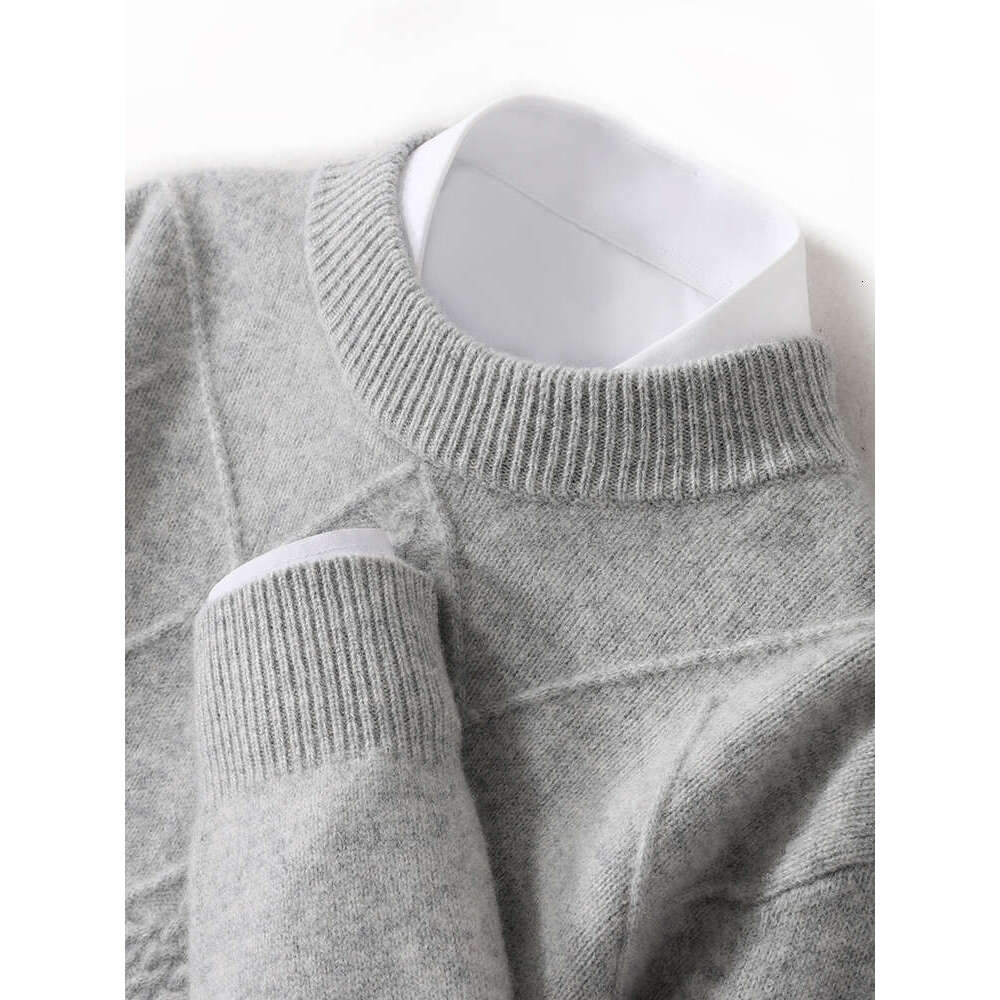 Autumn Winter Thickened Men's Sweaters Mock Neck Pullover 100% Merino Wool Casual Twist Knitwear Soft Warm Comfort Men Clothing