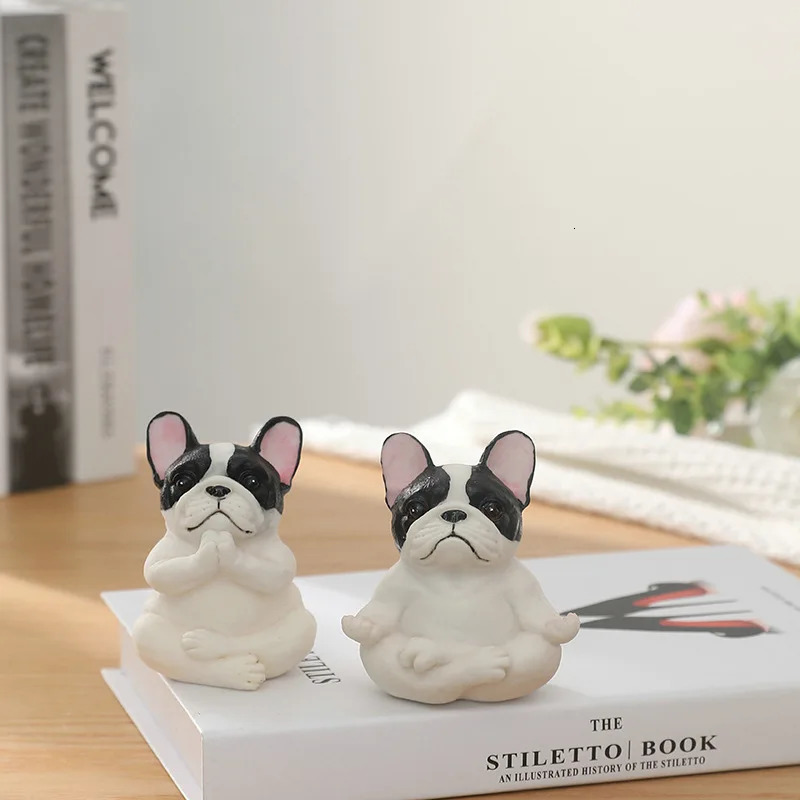 Meditation Habadog French Bulldog Picture Zen Yoga Resin Statue Decoration Collection Home Garden Desktop Dashboard Decoration 241025