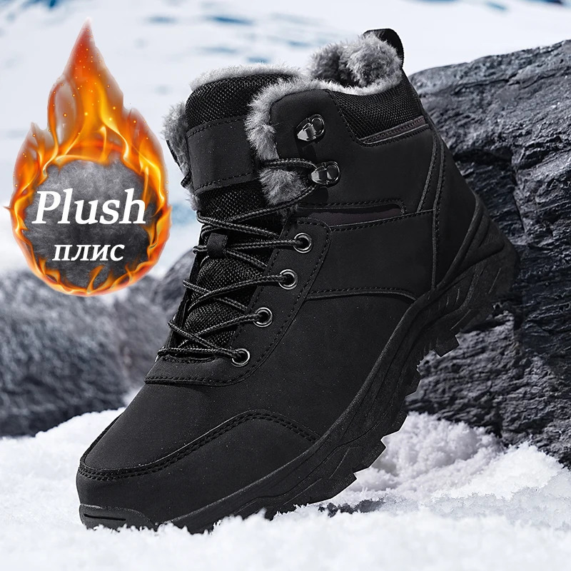 Men Winter Snow Waterproof Sneakers Plush Warm High Top Mens Boots Outdoor New Male Hiking Boot Shoe Size 39-47 241025