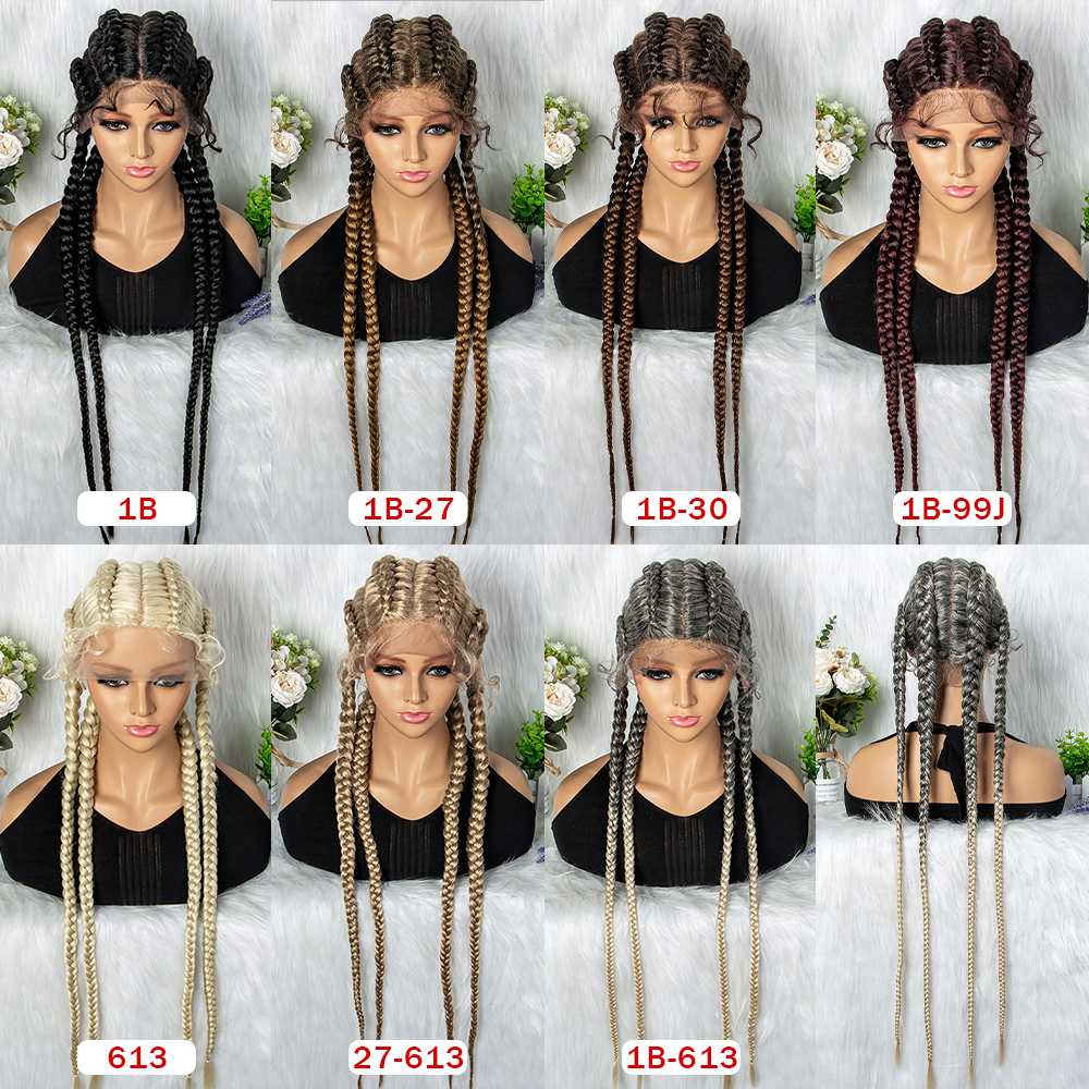32 inches Large Four Braid for Black Full Lace Box Braids Wig Women Synthetic Braided