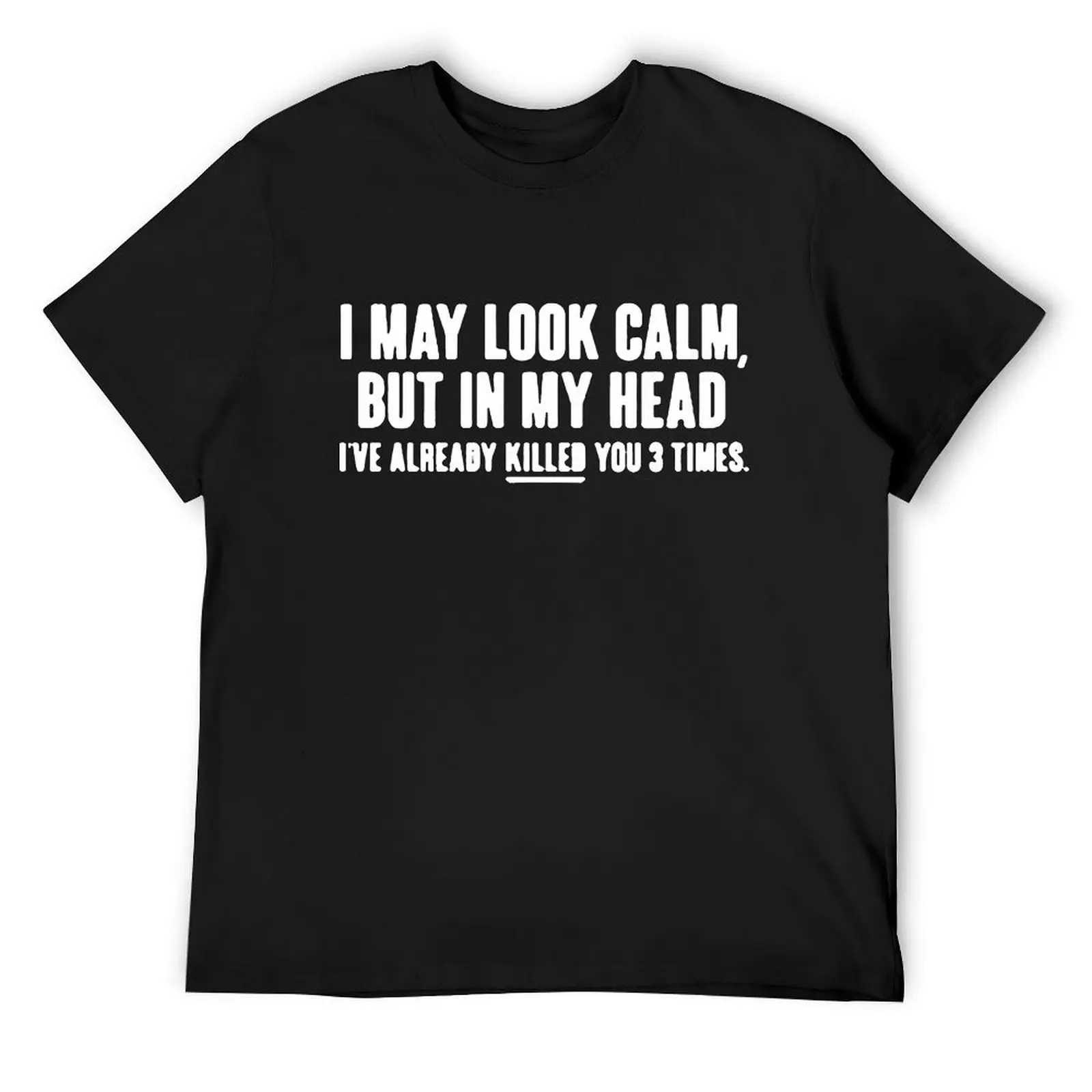 Look Calm Funny Printed New Funny T-shirt Mens Shorts Slves Hip Hop O-neck Cotton Shirt W241026