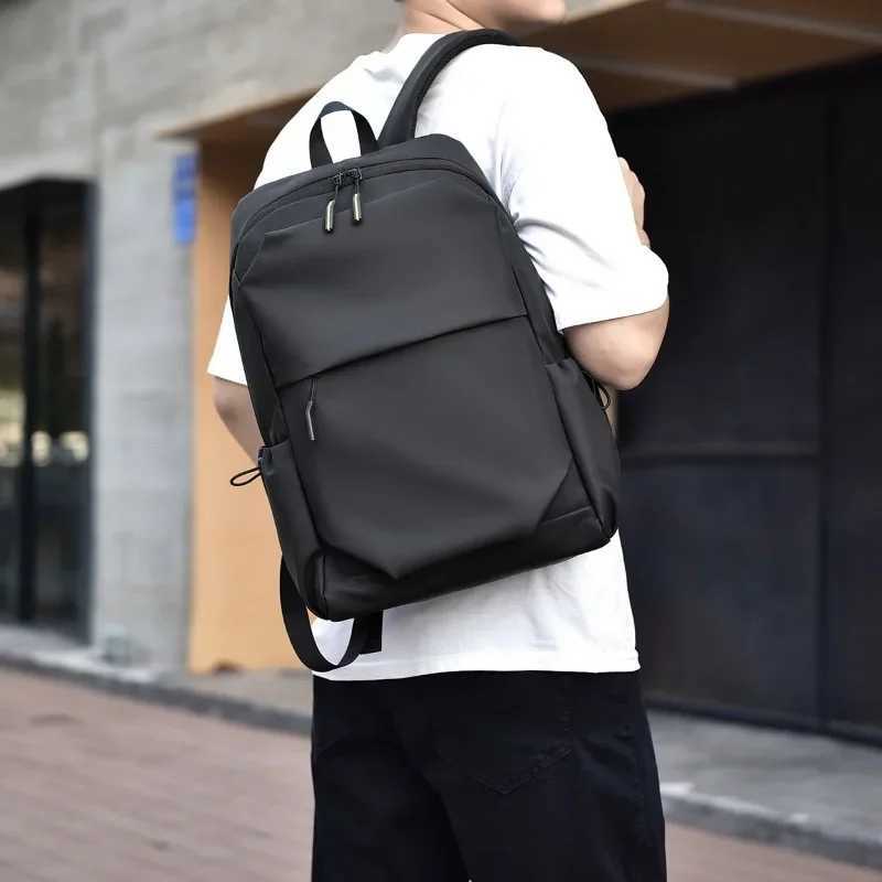 New Leather Film Backpack Mens Water-repellent Commuter Backpack Large-capacity Student SchoolbagXJ241026