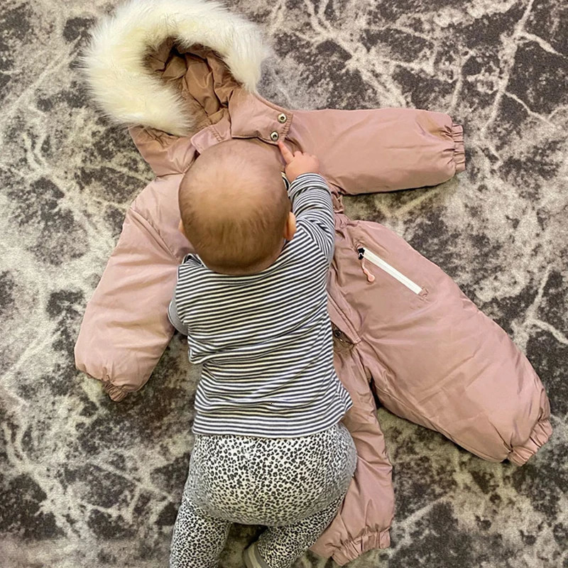 Autumn and Winter Baby Jumpsuit Warm Baby Ski Suit Plus Velvet Boys Overalls Baby Girl Clothes Waterproof Children Jacket 241025