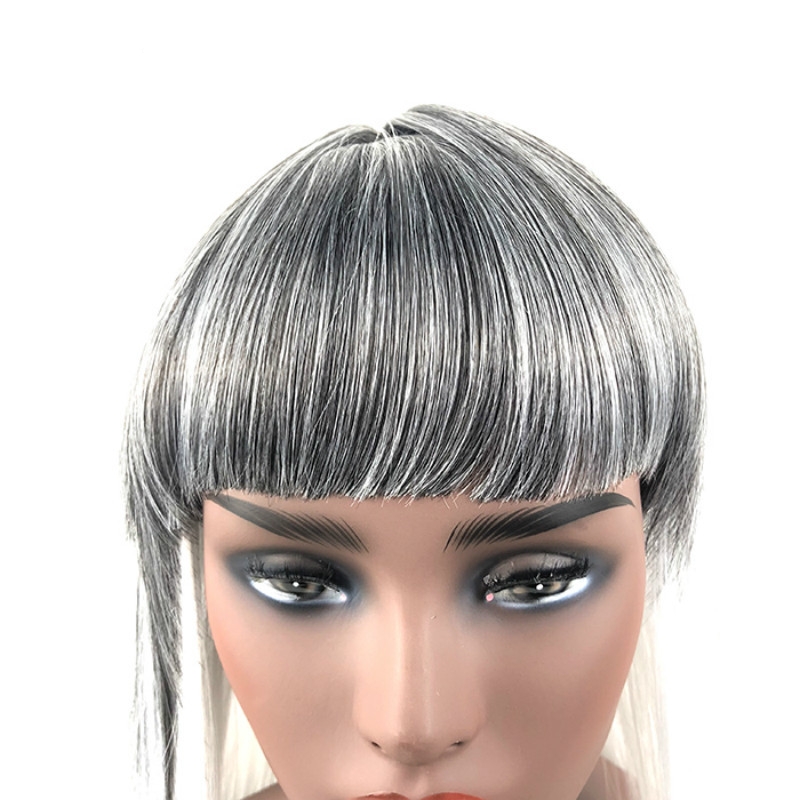 Women's bangs gradient long straight wig multi-color wig headpiece human hair wig