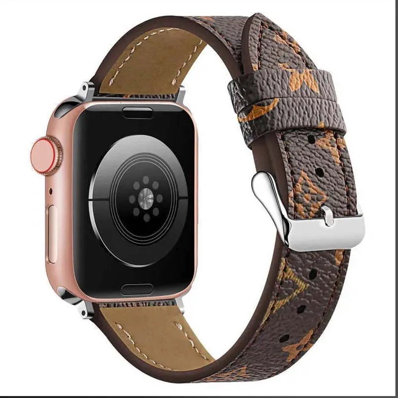Luxury Fashion Apple Watch Band 38 40 41 42 44 45 46 49 mm Old Flower Leather lattice Smart Watches Strap Wristband For Iwatch Ultra 2 S 9 8 7 6 5 4 Designer letter Watchbands