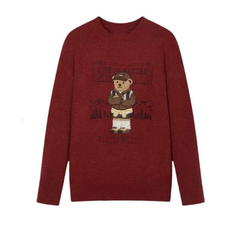 2024 Women's Winter Clothing New Detachable Hat Retro Fashion Round Neck Hoodie Knitted Women Sweater Pull Coreen