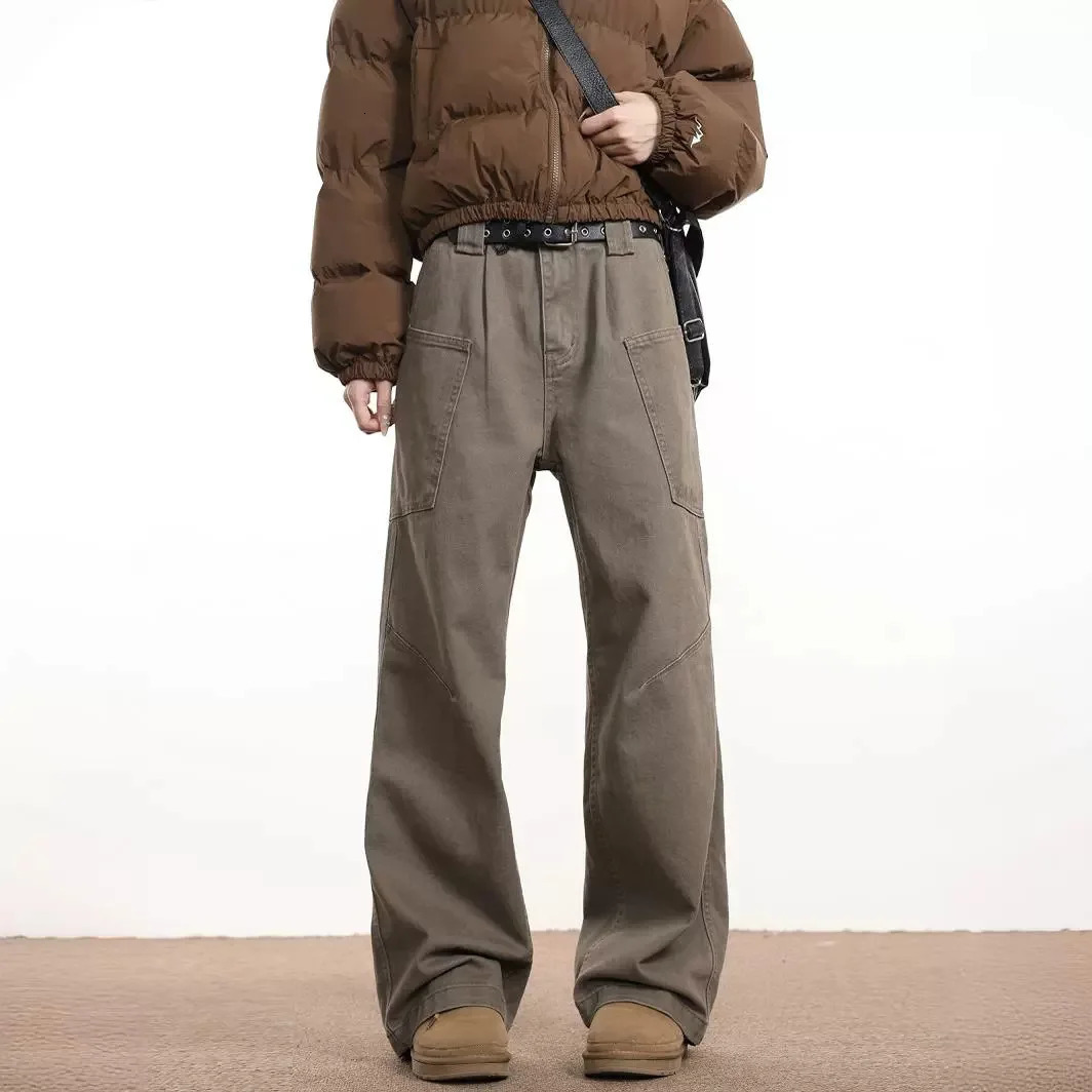 HOUZHOU Cargo Pants for Men Oversize Wide Leg Trousers Male Streetwear Hip Hop Casual Korean Japanese Pocket Safari Style 241021