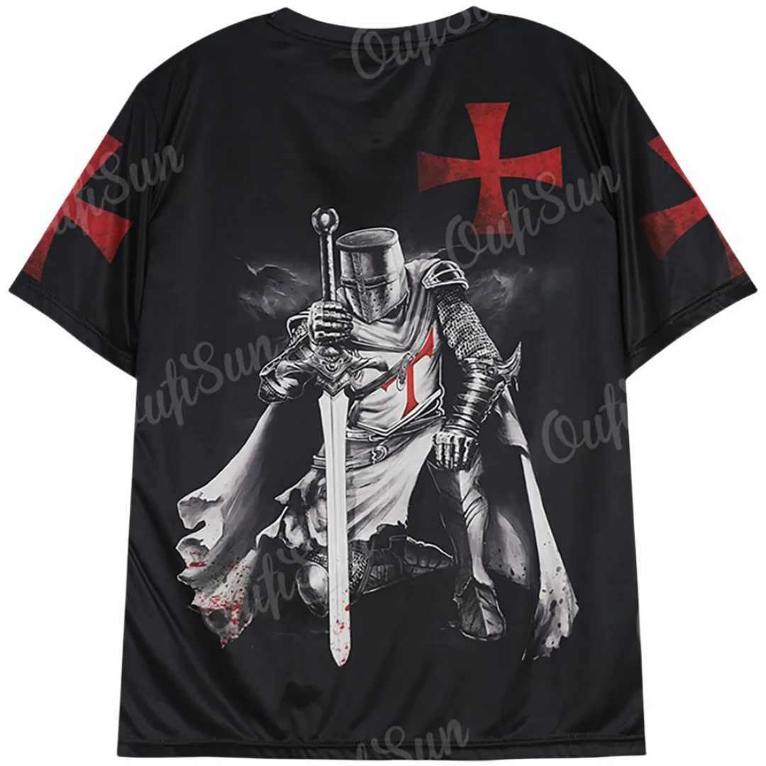 Retro mens T-shirt Knight Templar printed mens T-shirt summer oversized top shorts Slip Ts casual O-neck mens clothing W241026