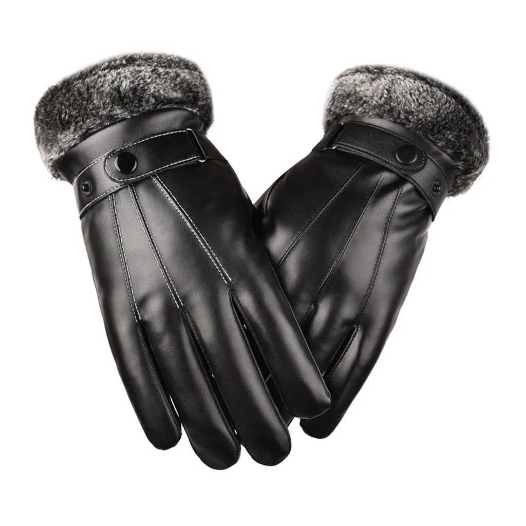 Mens leather winter warmth motorcycle skiing snowboard Gs W241026