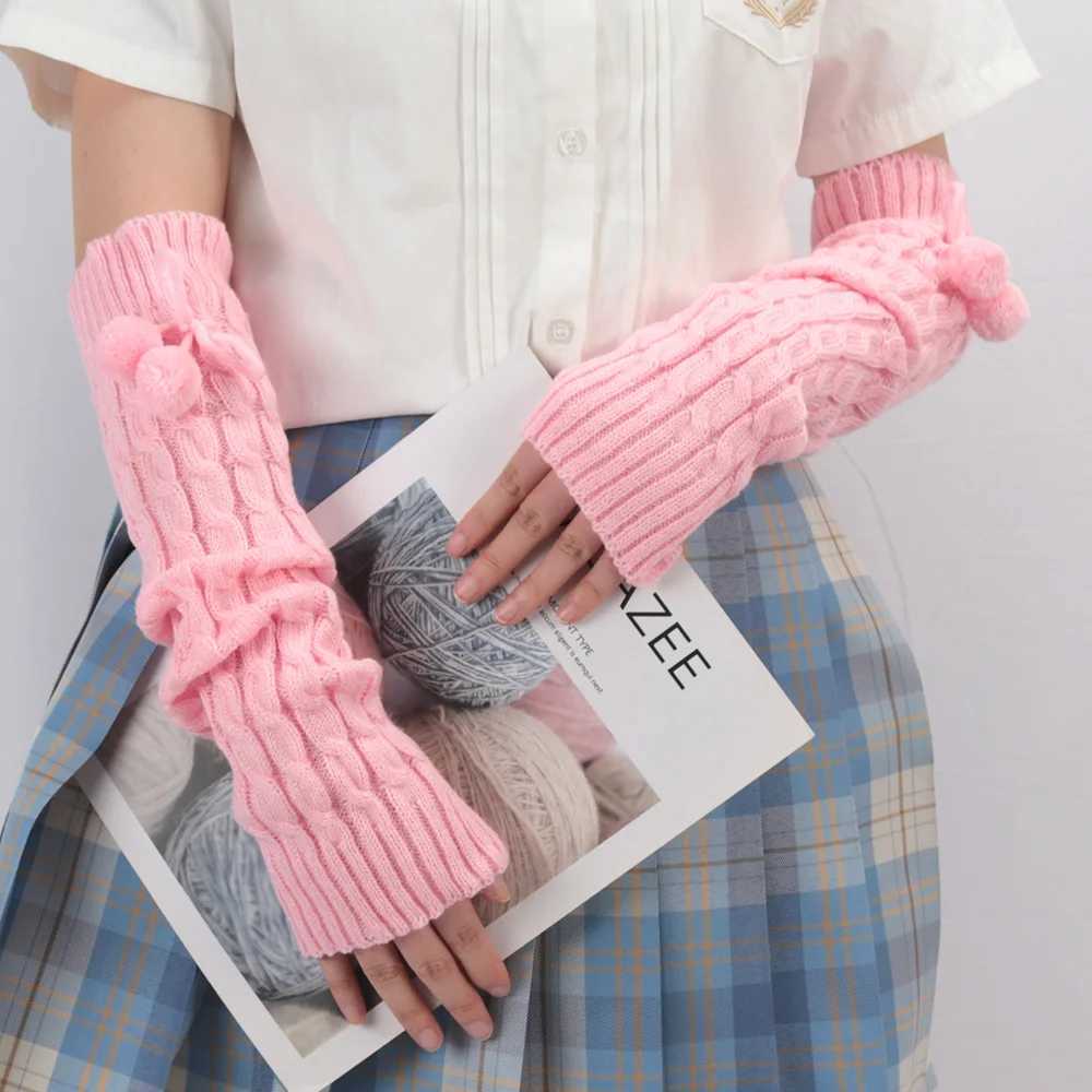 Winter Womens Cute Gs Kaii Arm Warm Knitted Arm Sleeve Casual Soft Girl Gothic Clothing Punk Gothic Fashion Gs W241026